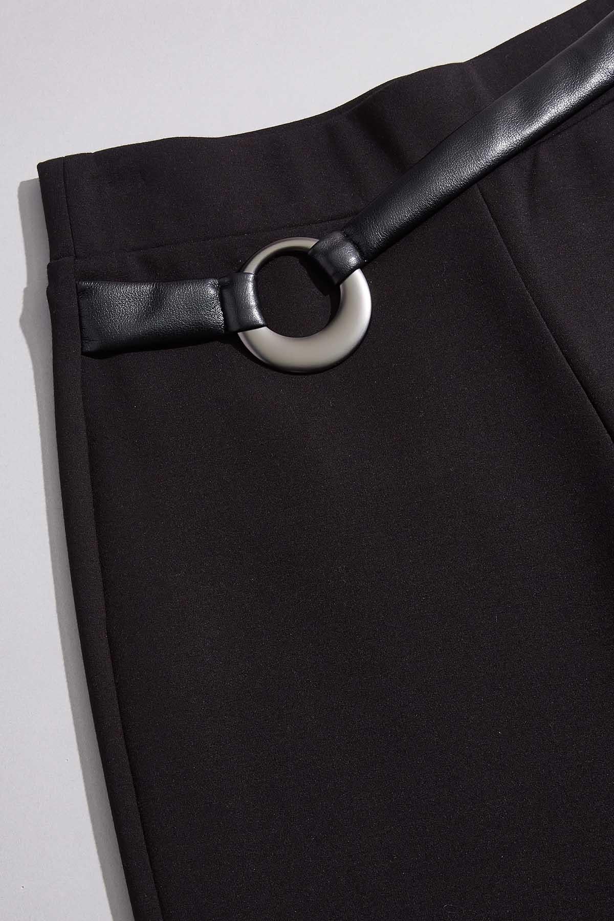 Versona cache ponte buckle belt pants NAVY_BLAZER