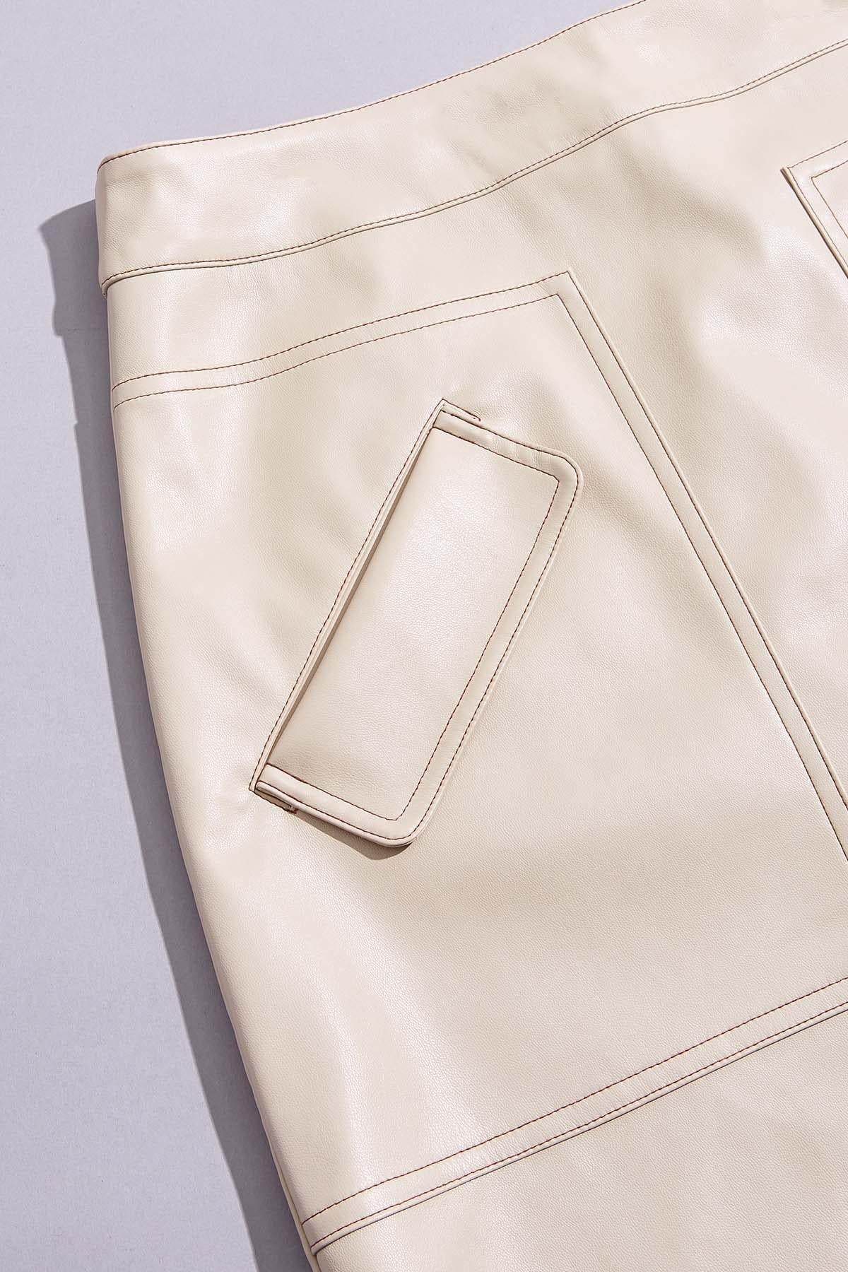 Versona cache faux leather mini skirt IVORY