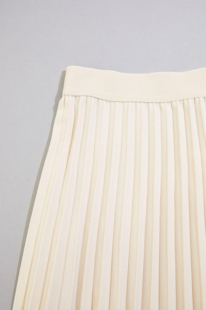 Versona cache beige pleated crepe maxi skirt SANDSHELL