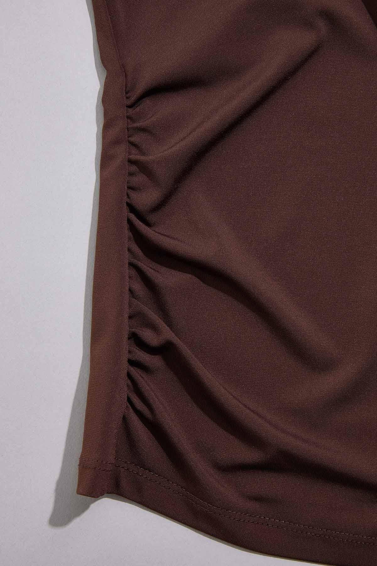 Versona cache shawl collar wrap top COFFEE_BEAN
