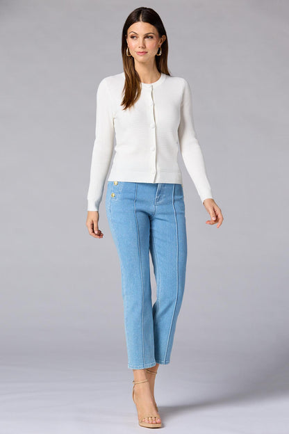 Versona cache solid white ribbed cardigan BRIGHT_WHITE