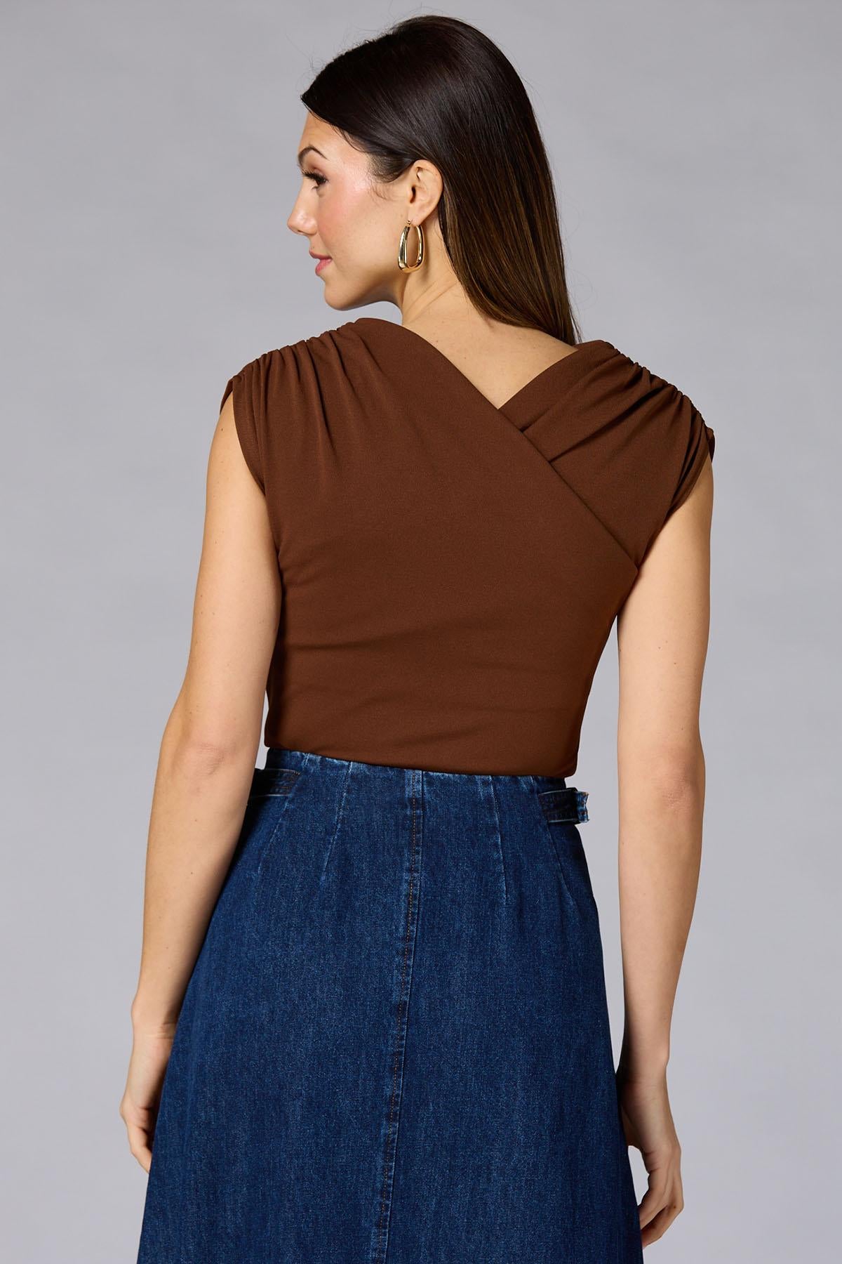 Versona cache overlap knit top ESPRESSO