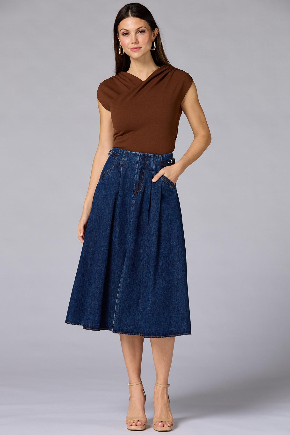 Versona cache overlap knit top ESPRESSO