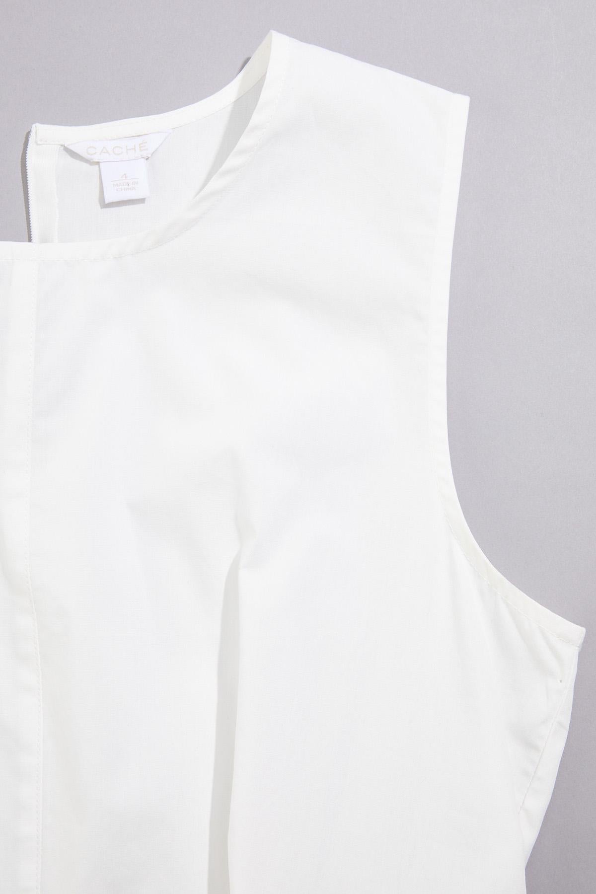 Versona cache poplin pleated peplum tank BRIGHT_WHITE