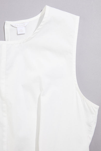 Versona cache poplin pleated peplum tank BRIGHT_WHITE