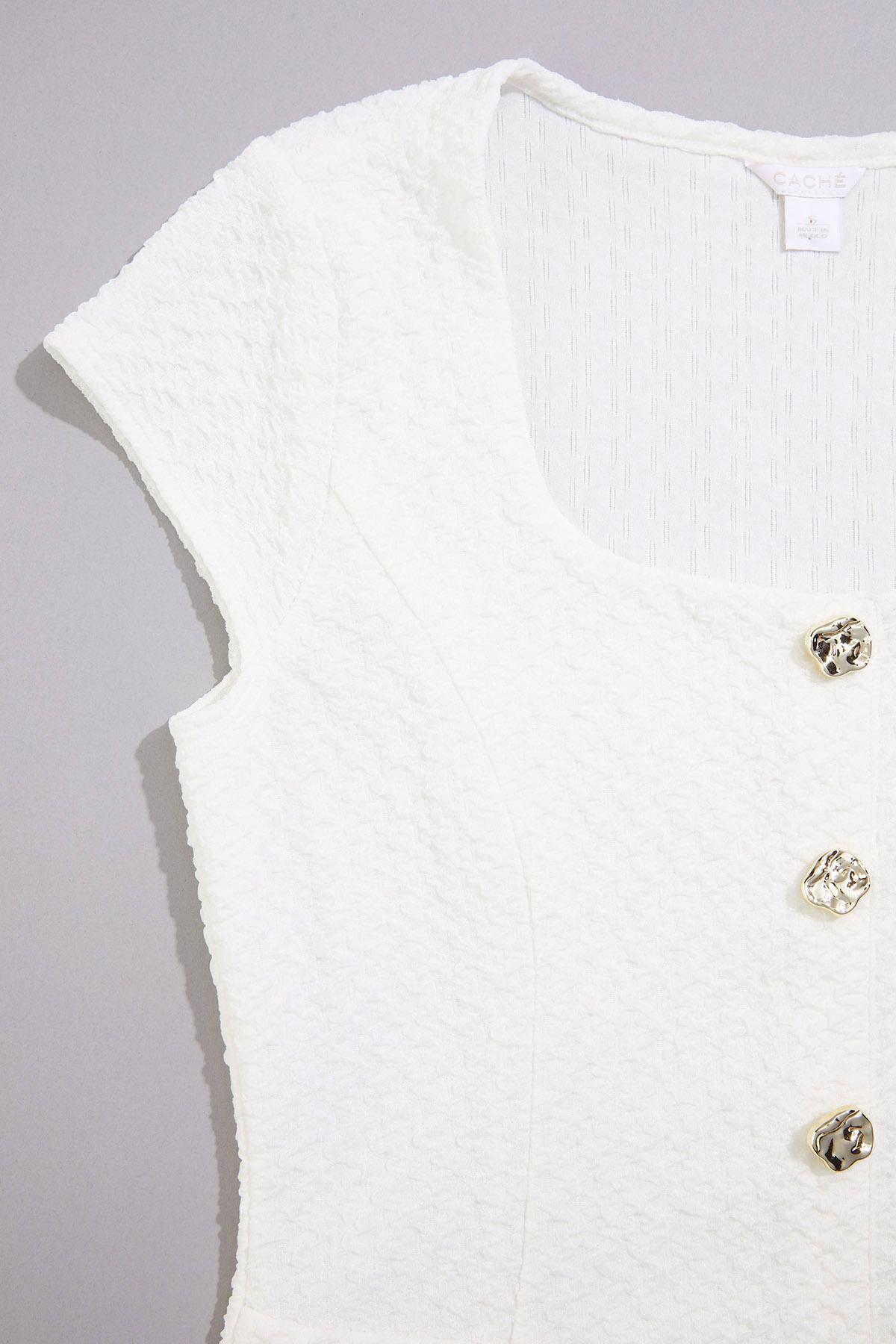 Versona cache textured button detail top BRIGHT_WHITE