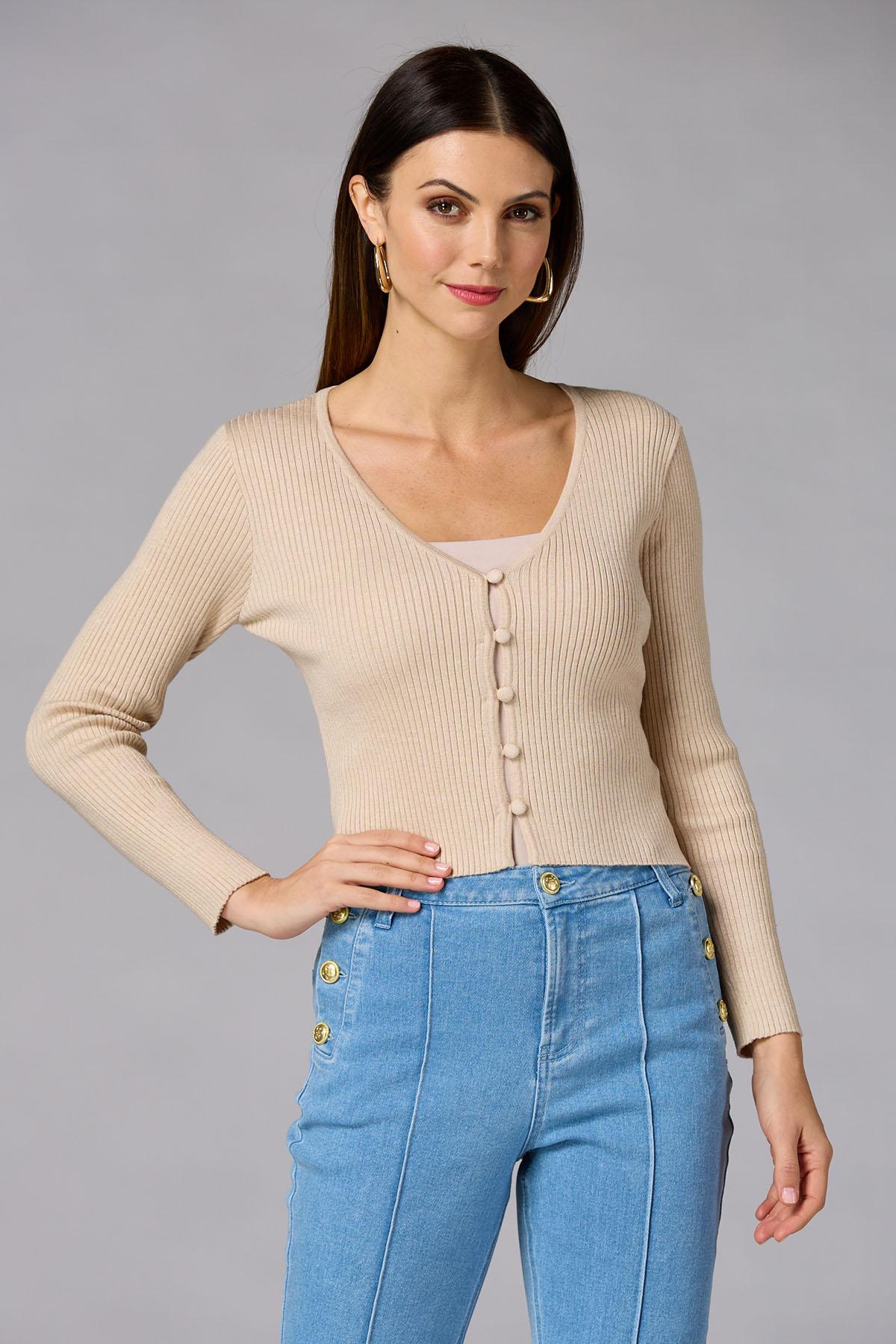 Versona cache covered button cardigan BEIGE