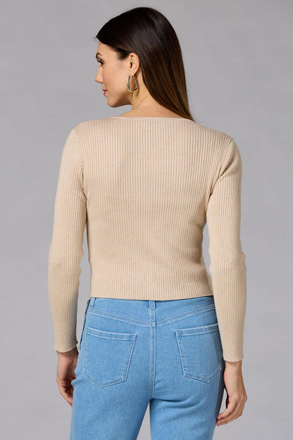 Versona cache covered button cardigan BEIGE