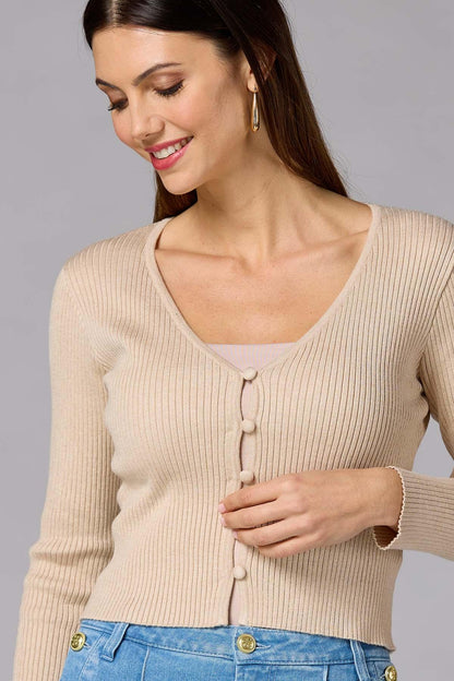 Versona cache covered button cardigan BEIGE