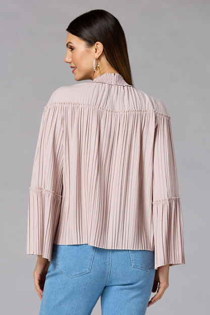 Versona cache pleated mock neck blouse PINK