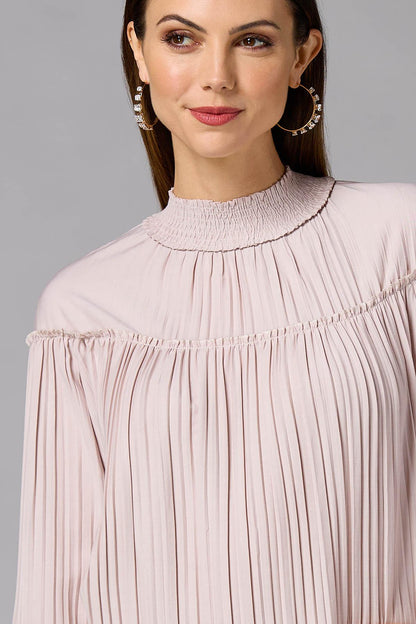 Versona cache pleated mock neck blouse PINK