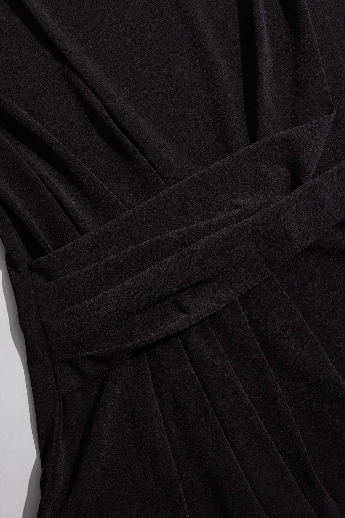 Versona cache wrap side knit top - black IDEAL_BLACK