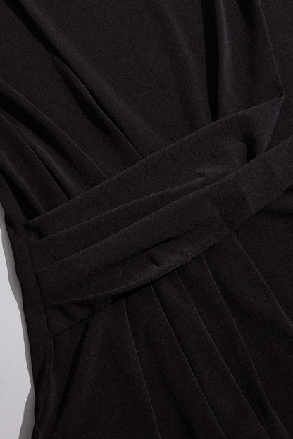 Versona cache wrap side knit top - black IDEAL_BLACK