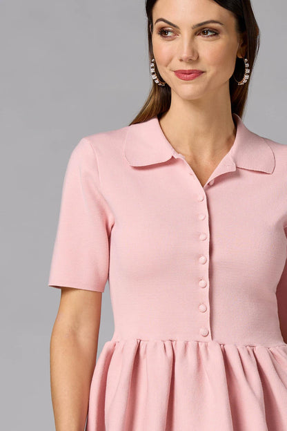 Versona cache button down peplum sweater PEACH_WHIP