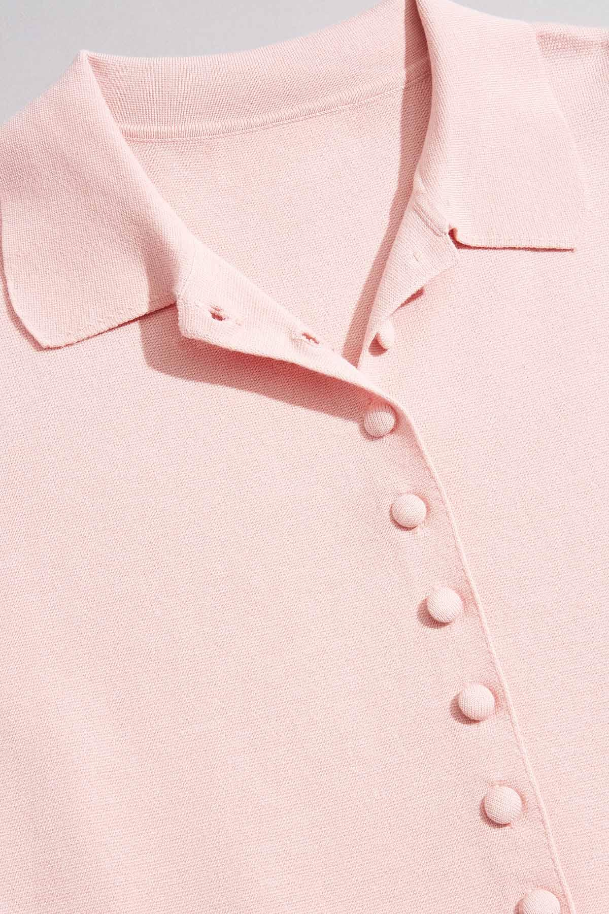 Versona cache button down peplum sweater PEACH_WHIP