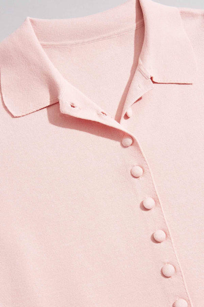 Versona cache button down peplum sweater PEACH_WHIP