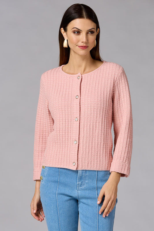 Versona cache waffle knit cardigan PINK