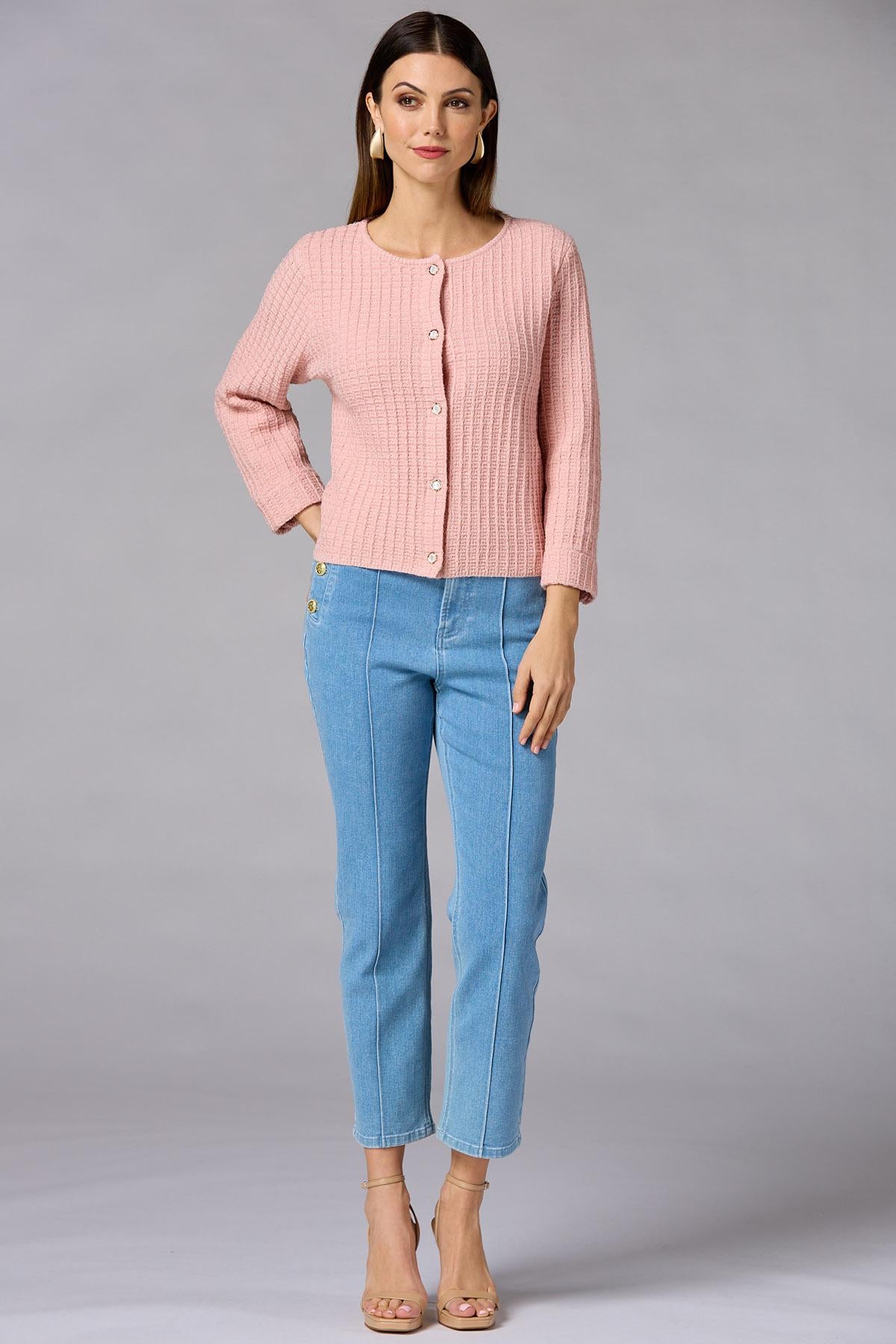 Versona cache waffle knit cardigan PINK