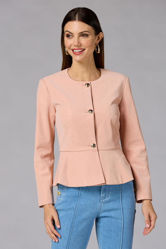 Versona cache faux leather peplum jacket PINK