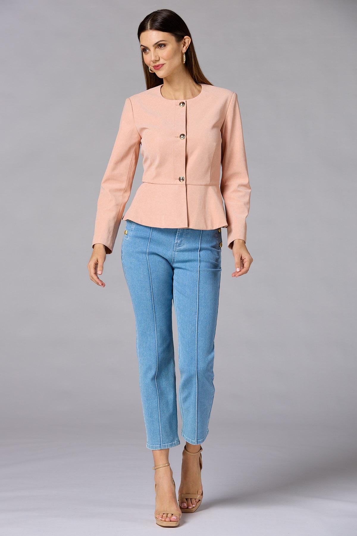 Versona cache faux leather peplum jacket PINK