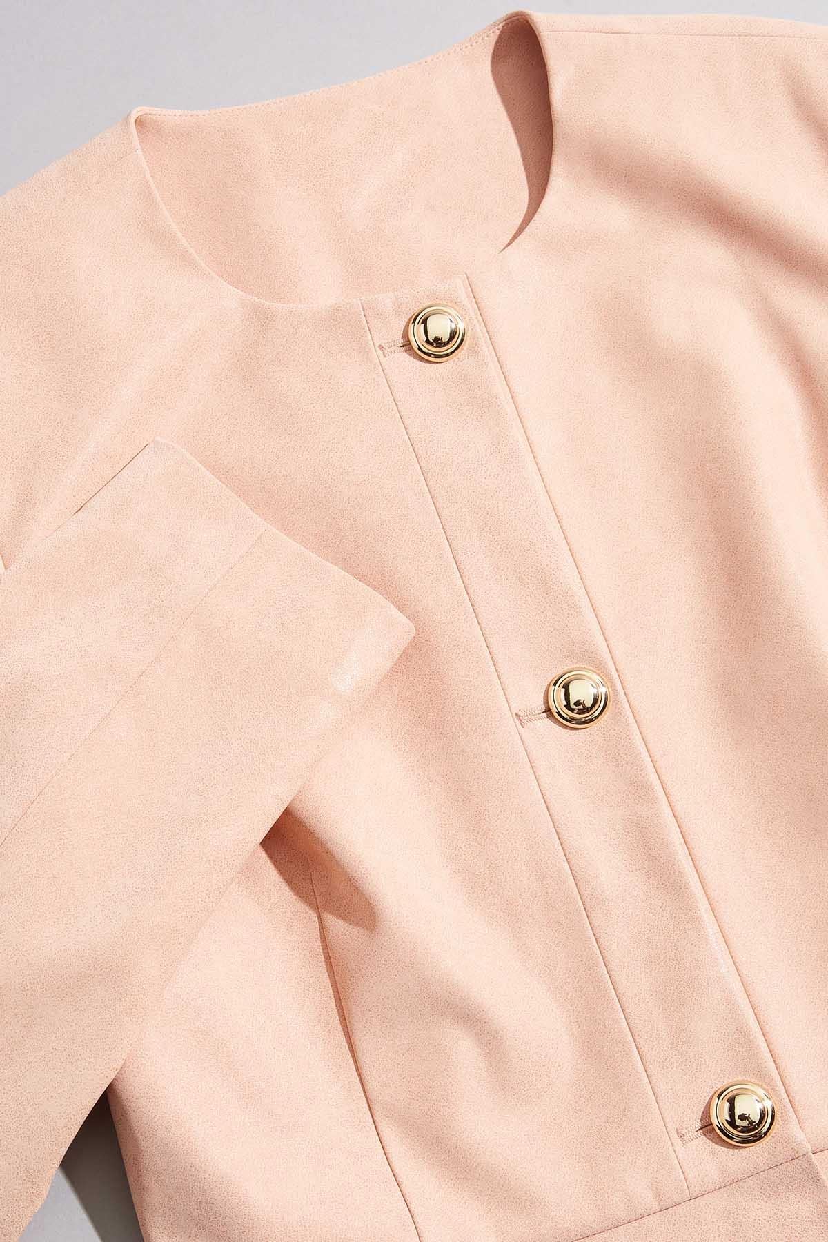 Versona cache faux leather peplum jacket PINK