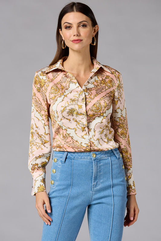 Versona cache floral status print satin blouse REDPINK_MULTI