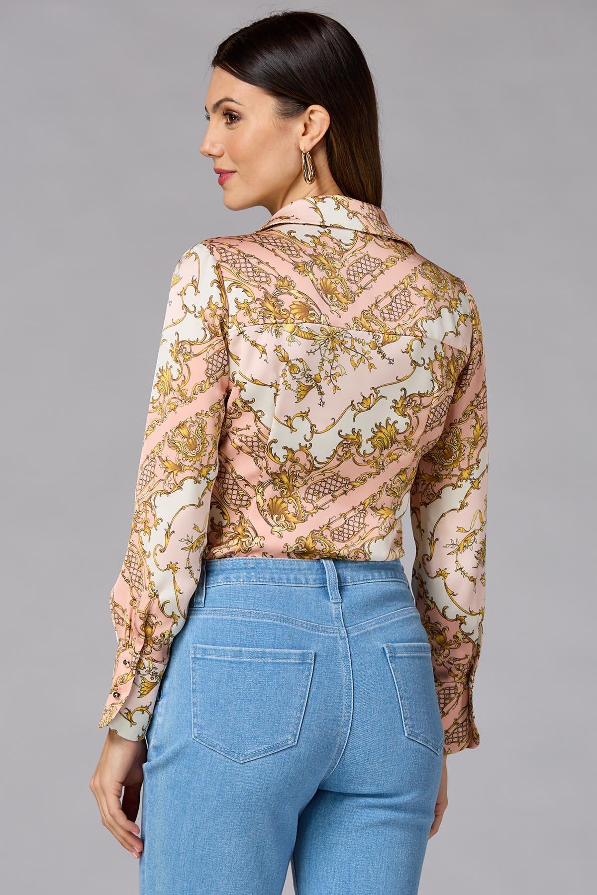 Versona cache floral status print satin blouse REDPINK_MULTI