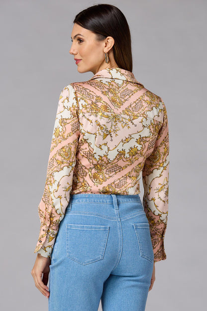 Versona cache floral status print satin blouse REDPINK_MULTI