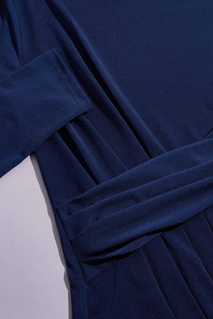 Versona cache wrap side knit top - navy NAVY_BLAZER