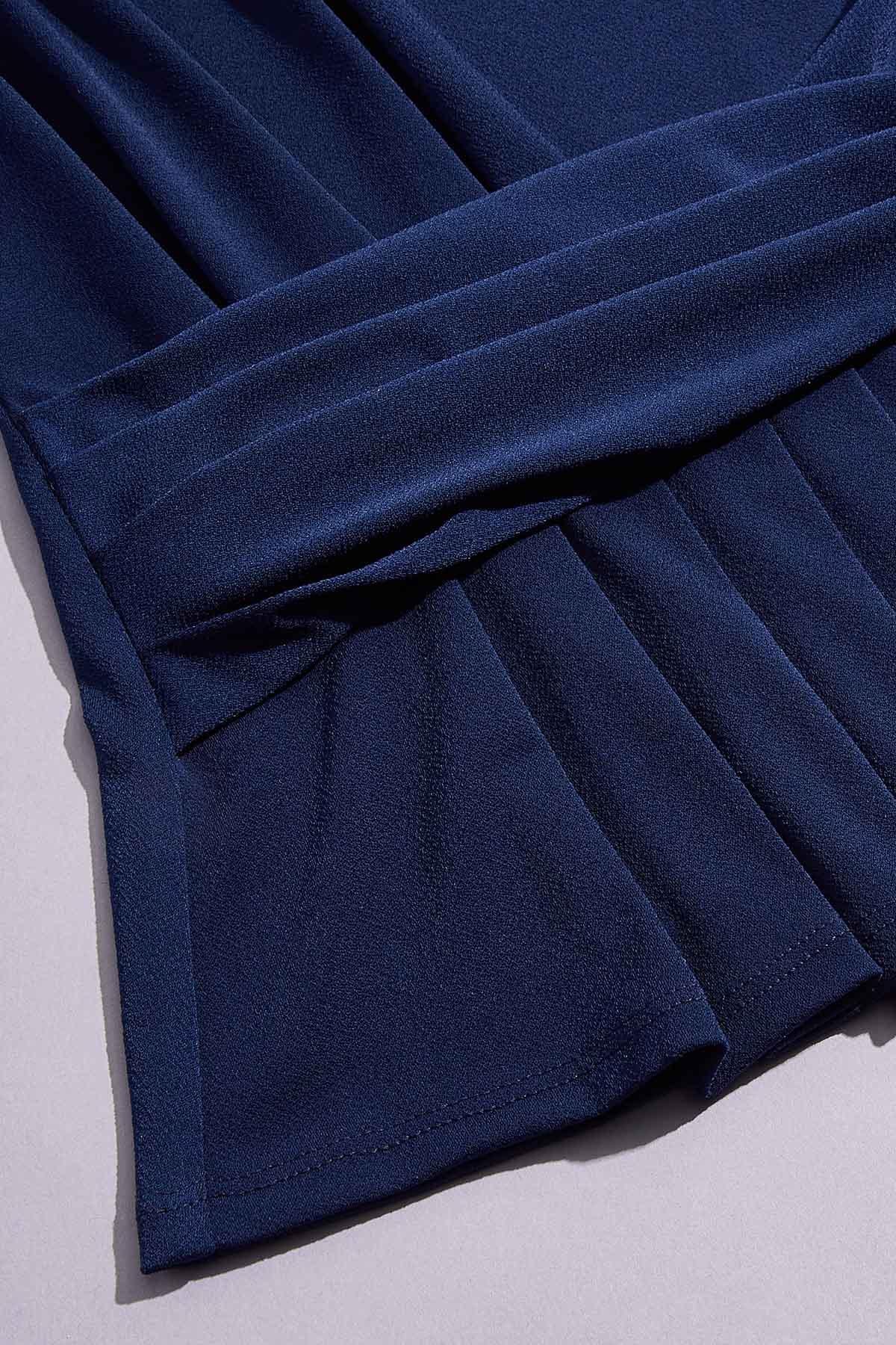 Versona cache wrap side knit top - navy NAVY_BLAZER