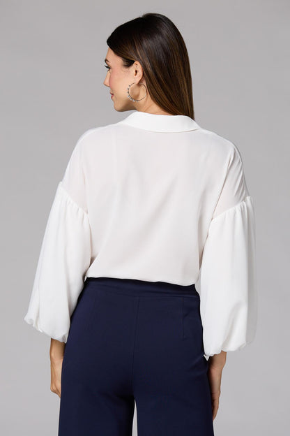 Versona cache puffy sleeve blouse IVORY