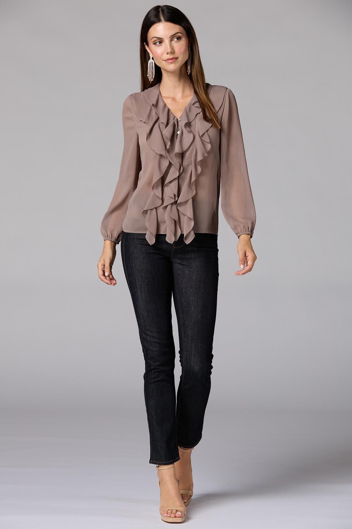 Versona cache ruffled chiffon blouse