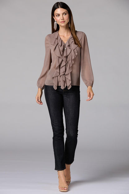 Versona cache ruffled chiffon blouse