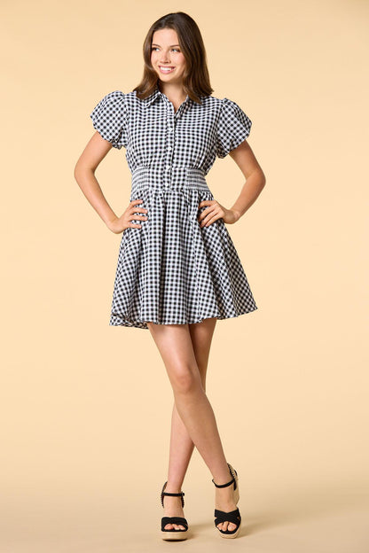Versona gingham and go shirt dress BLACK_WHITE_PATTERN