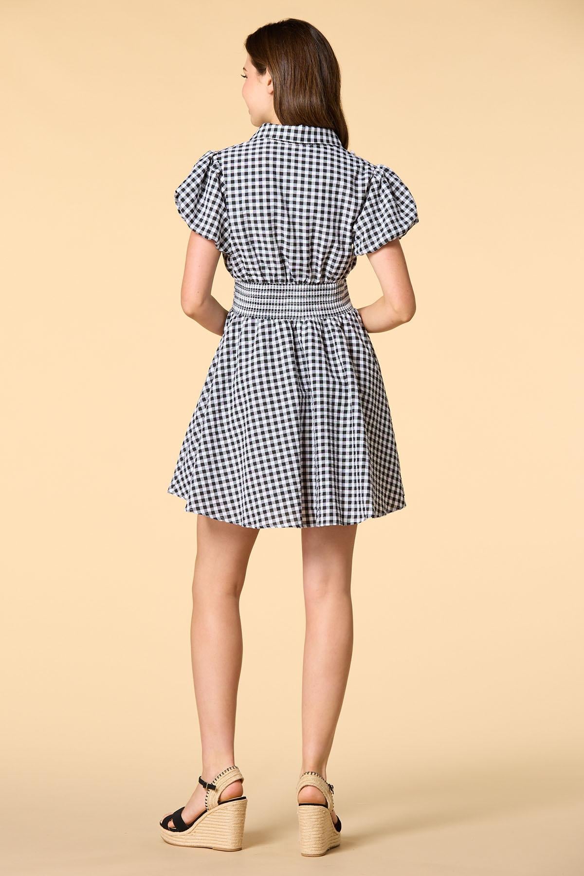 Versona gingham and go shirt dress BLACK_WHITE_PATTERN