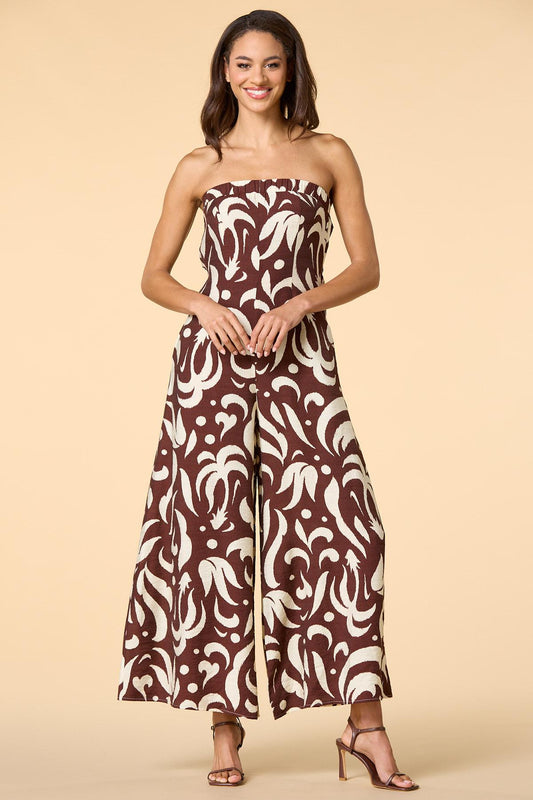Versona where in the world strapless jumpsuit BROWNBEIGE_MULTI