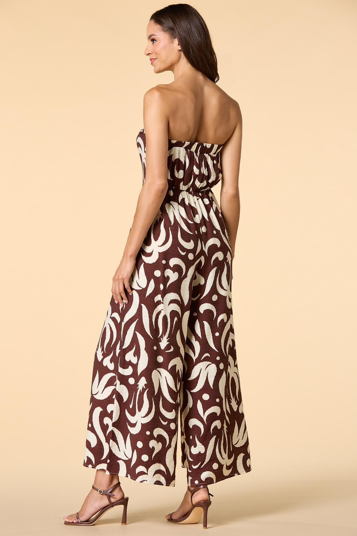 Versona where in the world strapless jumpsuit BROWNBEIGE_MULTI