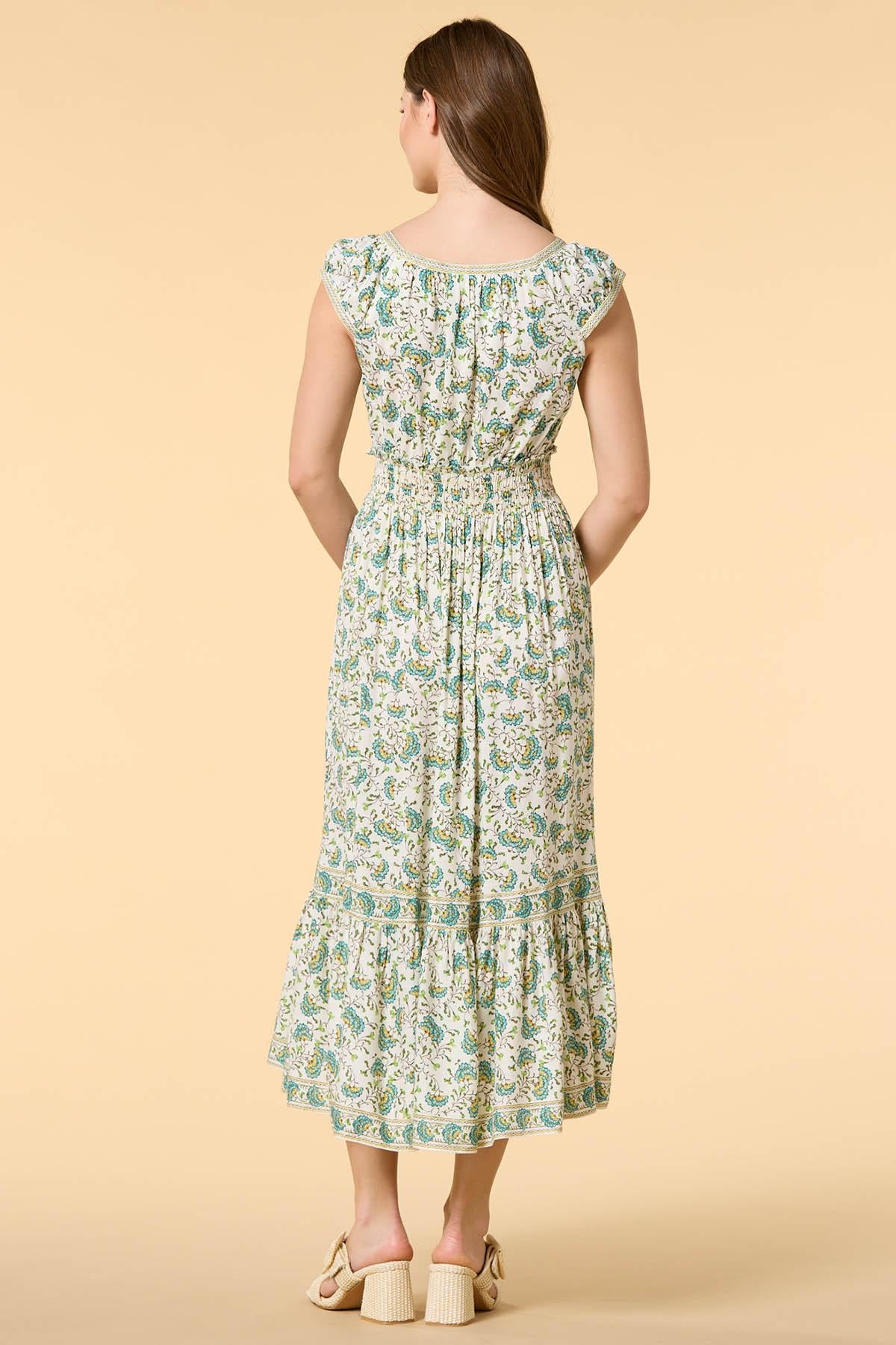 Versona garden walls midi dress GREEN_MULTI