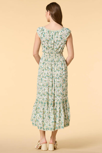 Versona garden walls midi dress GREEN_MULTI