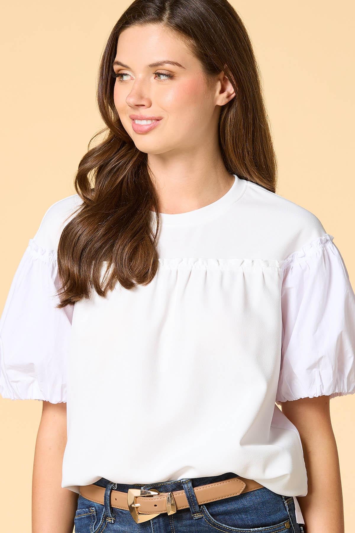 Versona half and half top WHITE