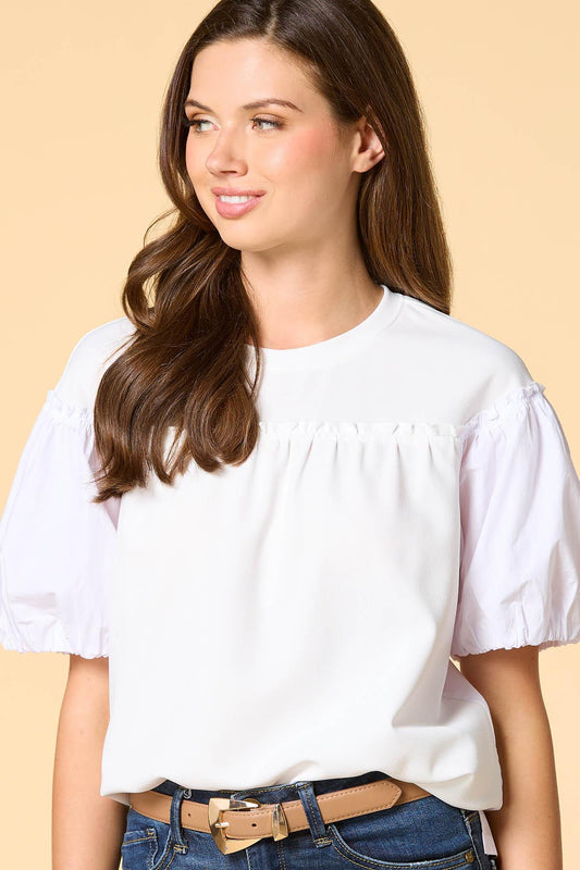 Versona half and half top WHITE
