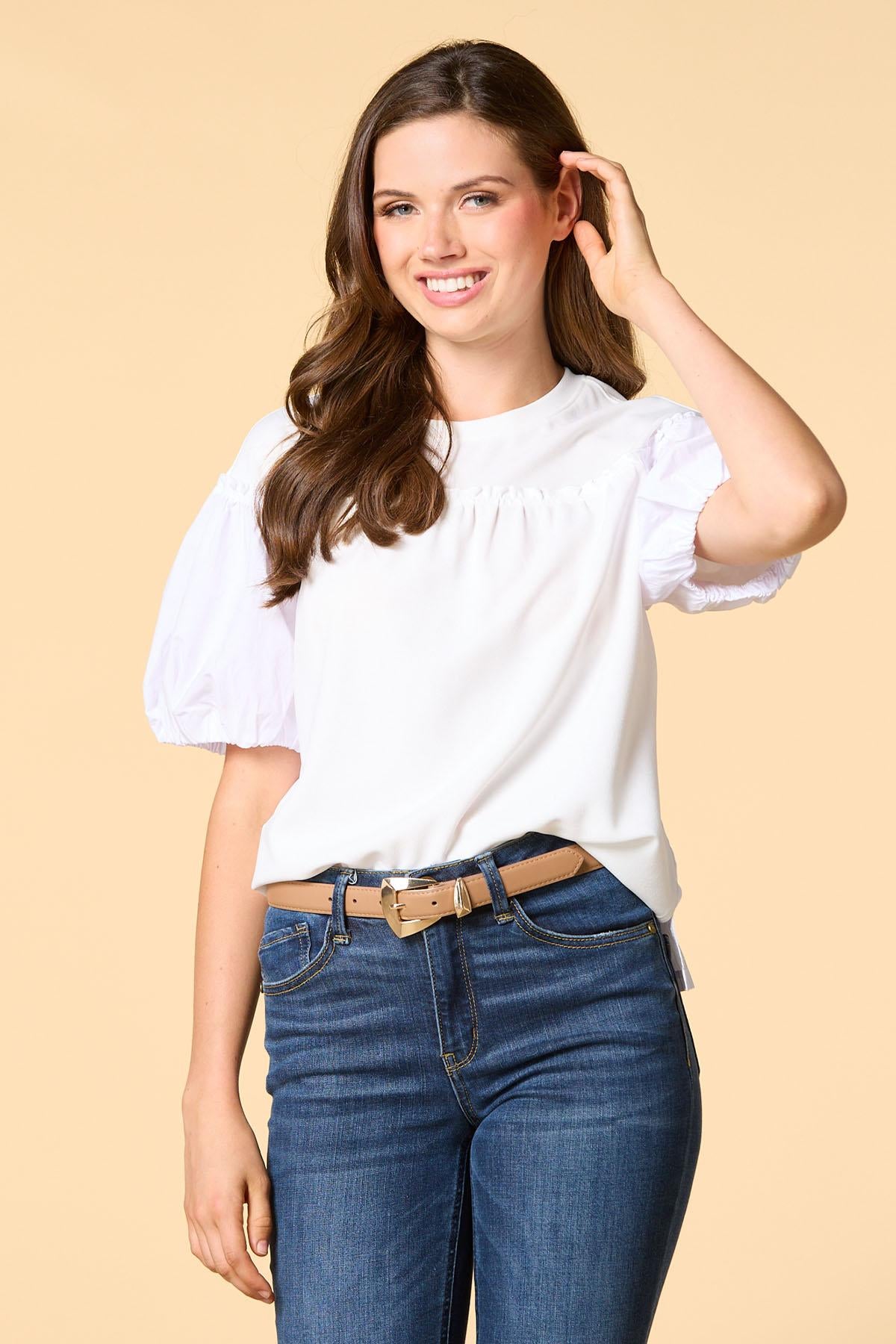 Versona half and half top WHITE