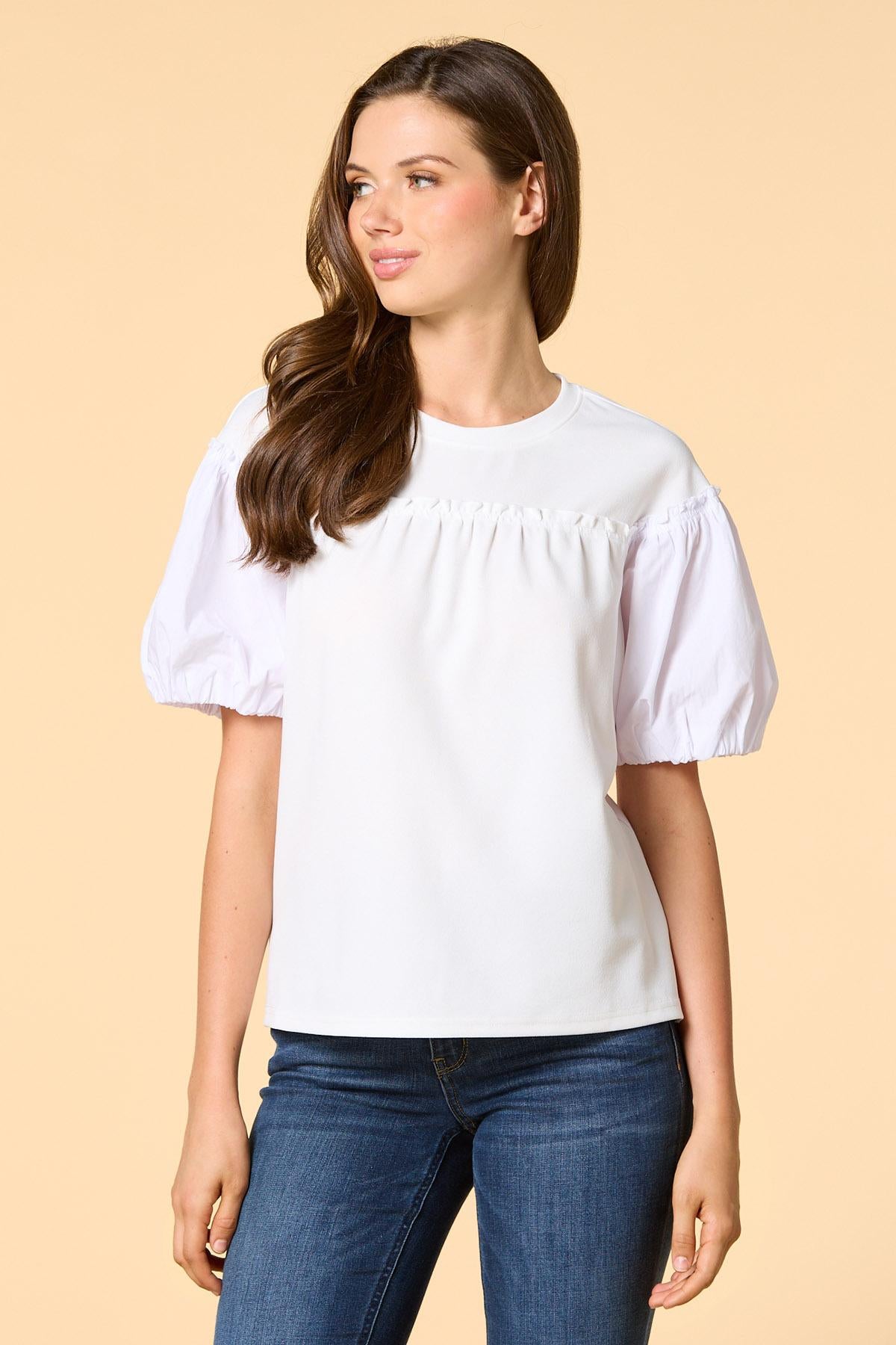 Versona half and half top WHITE