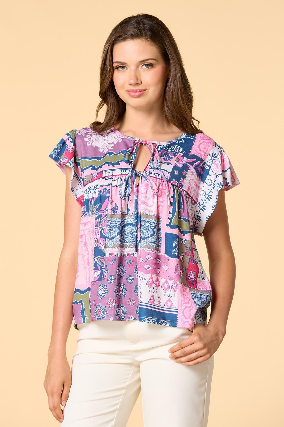Versona paisley patch top MULTI