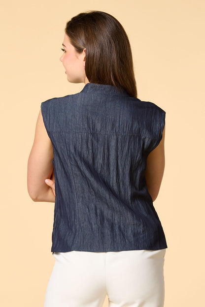 Versona twist my arm shirt DARK_WASH_DENIM