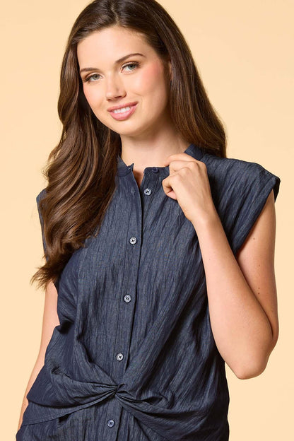Versona twist my arm shirt DARK_WASH_DENIM