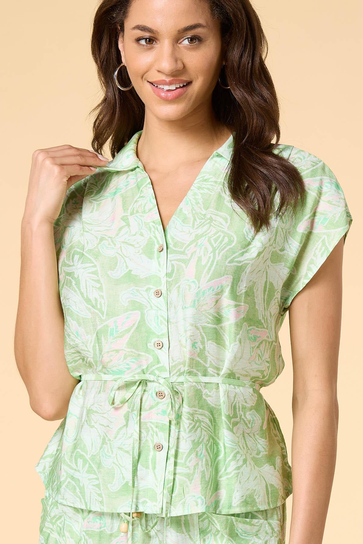 Versona leaf it to me shirt GREEN_MULTI