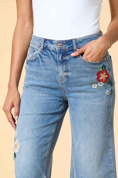 Versona told you sew embroidered jeans LIGHT_WASH_DENIM