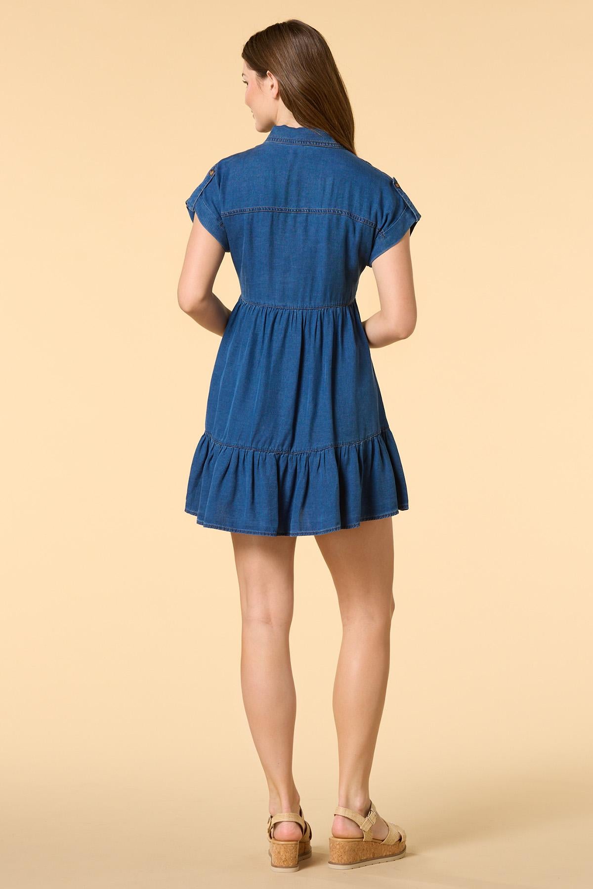 Versona lights went out chambray shirt dress DARK_WASH_DENIM
