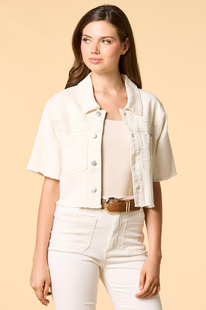 Versona license to twill cropped jacket CREAM